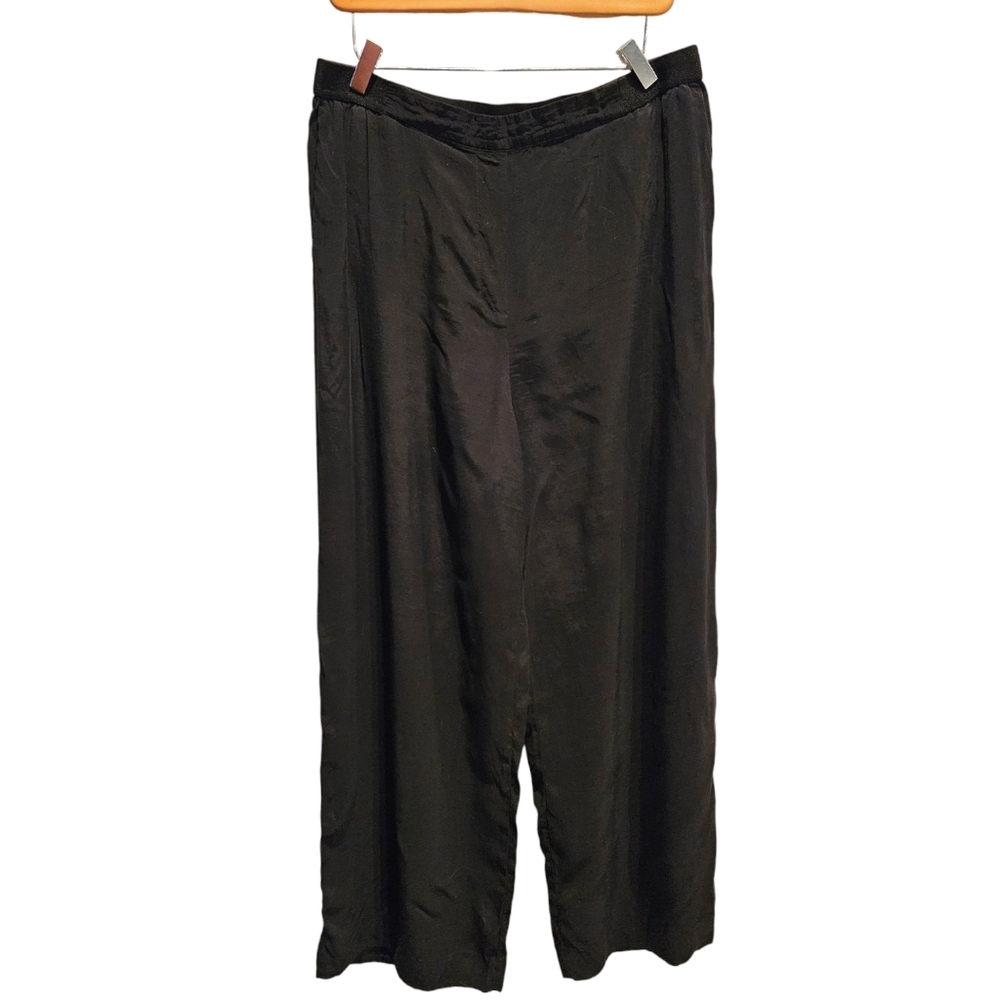 *Hemmed* Autograph black flowy wide leg stretch waist pants